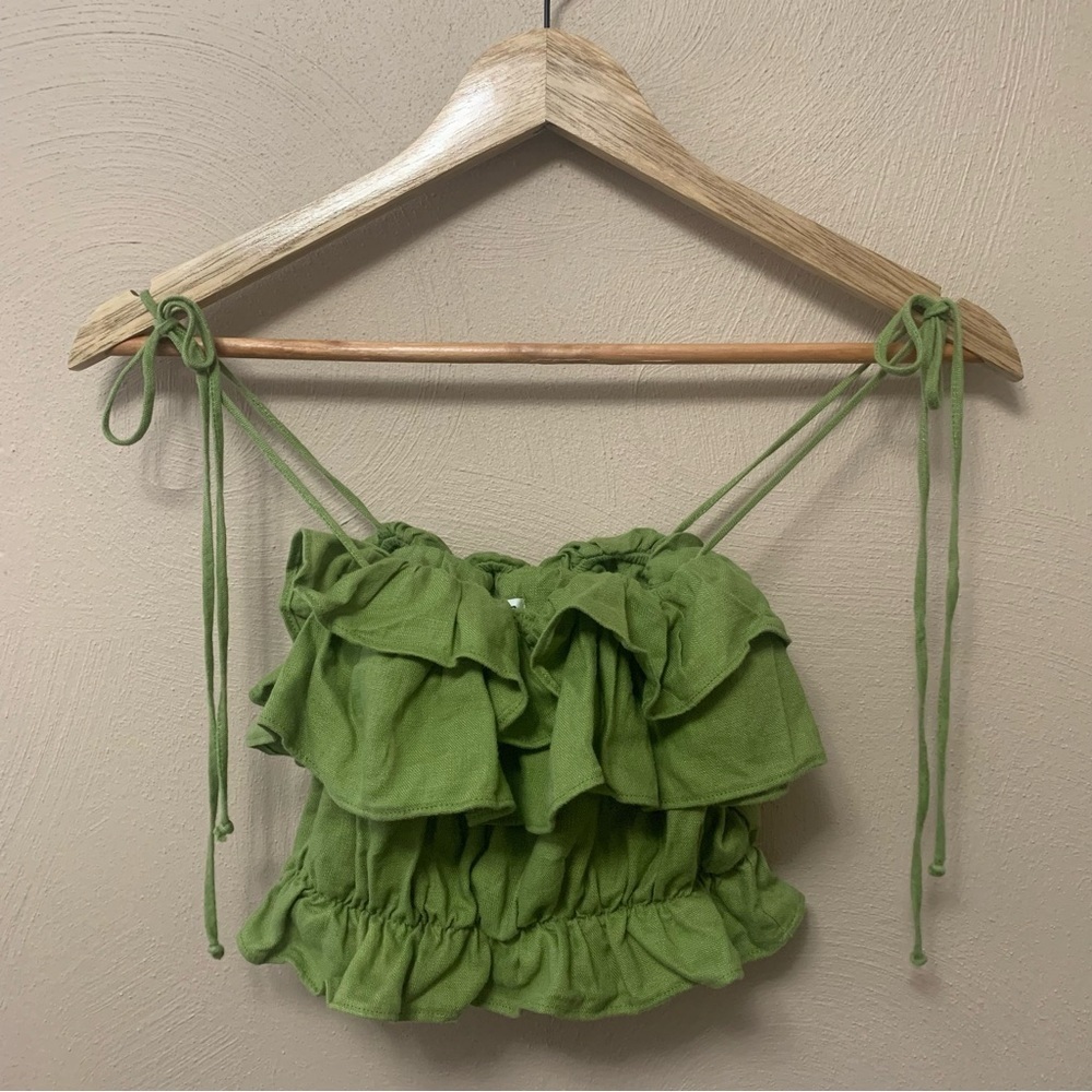 Reformation Ruskin Linen Top Size XS Green - Picture 2 of 9